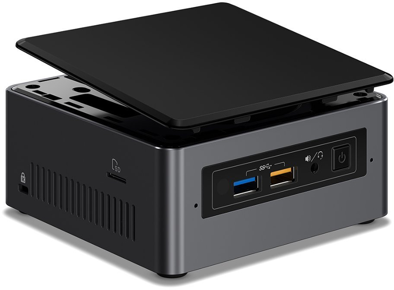Mini Sistem PC Intel (NUC) Next Unit of Computing NUC7i3BNHX1, Core i3-7100U 2.4GHz, 2x DDR4 32GB max, 16GB Intel Optane M.2 SSD, HDD 2.5 inch, Wi-Fi, Bluetooth, HDMI