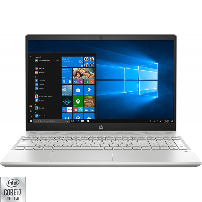 Notebook / Laptop HP 15.6'' Pavilion 15-cs3042nq, FHD IPS, Procesor Intel® Core™ i7-1065G7 (8M Cache, up to 3.90 GHz), 8GB DDR4, 512GB SSD, GeForce MX250 4GB, Win 10 Home, Mineral Silver